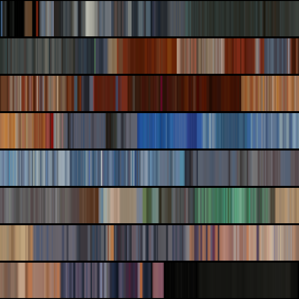 Hero’s movie barcode, as a bookshelf